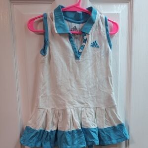 Adidas Kids Polo Dress in Blue and White